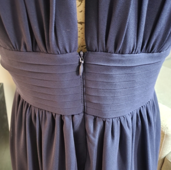 IEFIEL Navy Blue Dress, Embelished Neck, Sleeveless, Mesh Top, Maxi, Size S - Picture 8 of 10